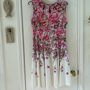 Pink and Light Cream Flared bottom Dress